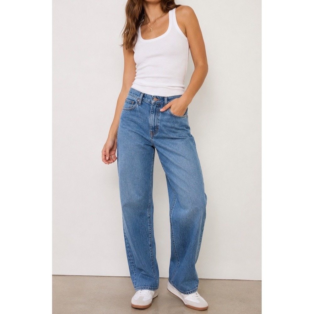Madewell Baggy Straight Jeans 30 High Rise Hemp Blend Medium Wash Denim